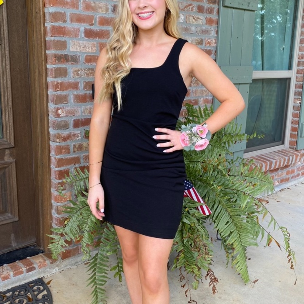 black one shoulder dress